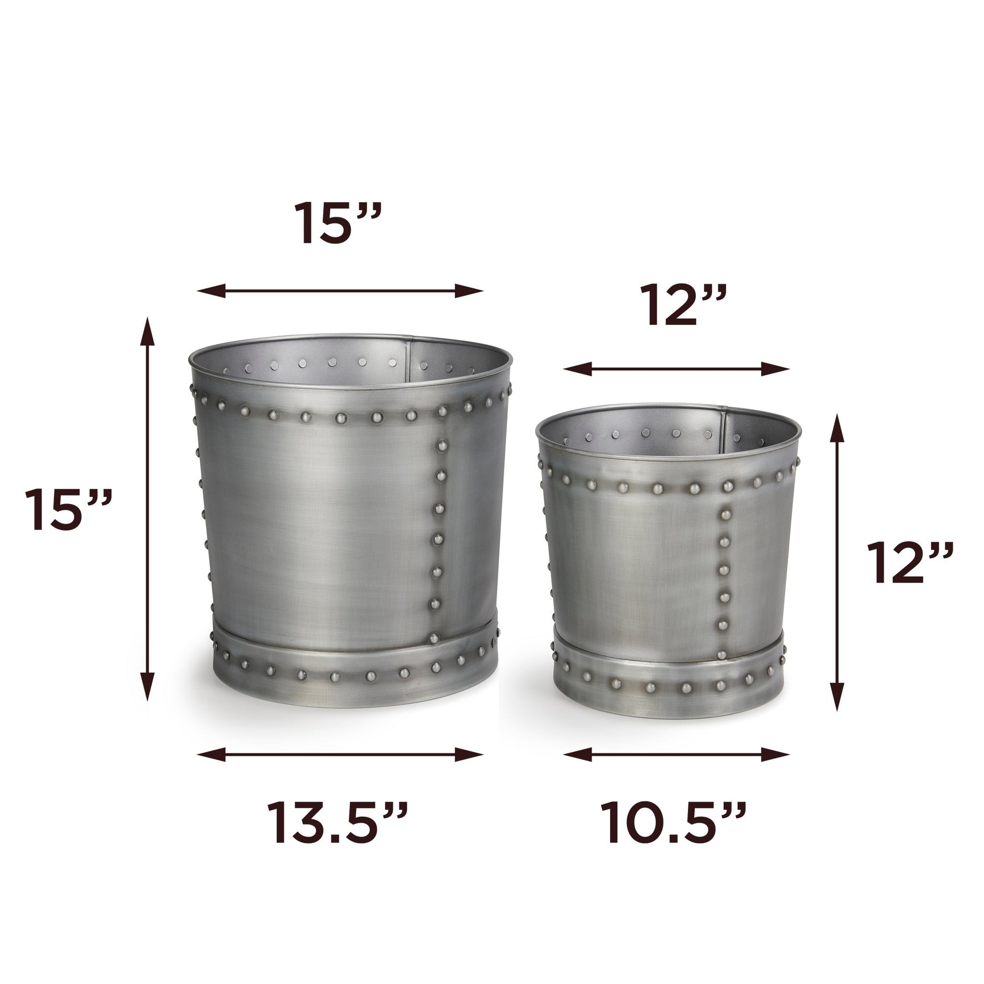 Large Riveted Zinc Planter Set of 2 - Good Directions