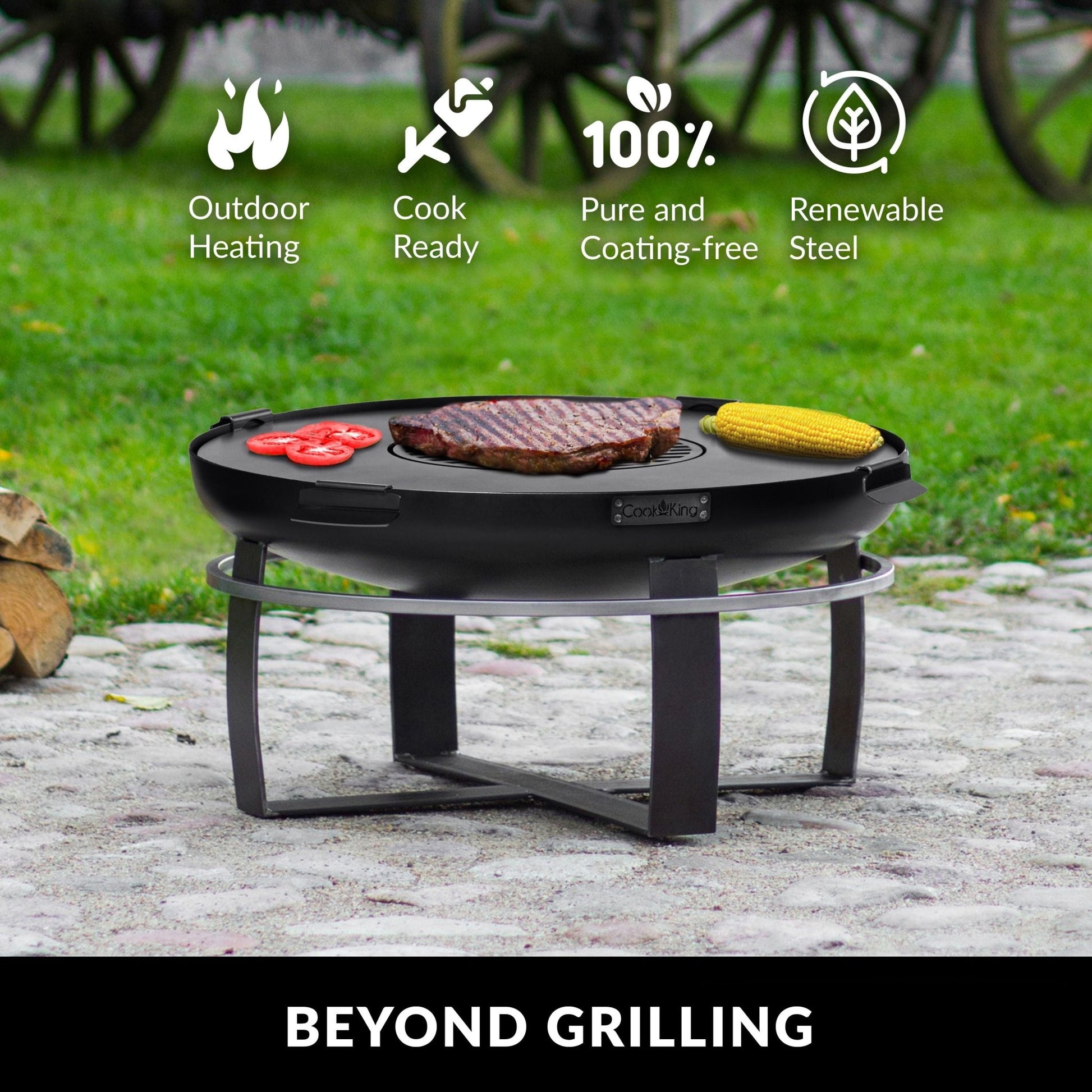 Ignition 24" Fire Pit with Grill Plate and Cover Lid - Good Directions